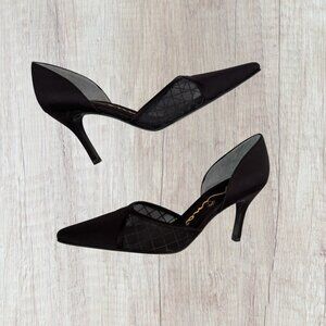 NINA Satin D'orsay Black Sparkle Beaded Heels Women's Size 7